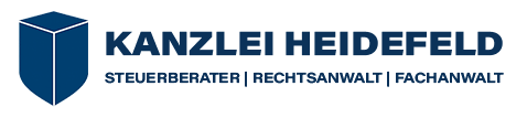 Logo Kanzlei Heidefeld mit Fachrichtung transparent blue